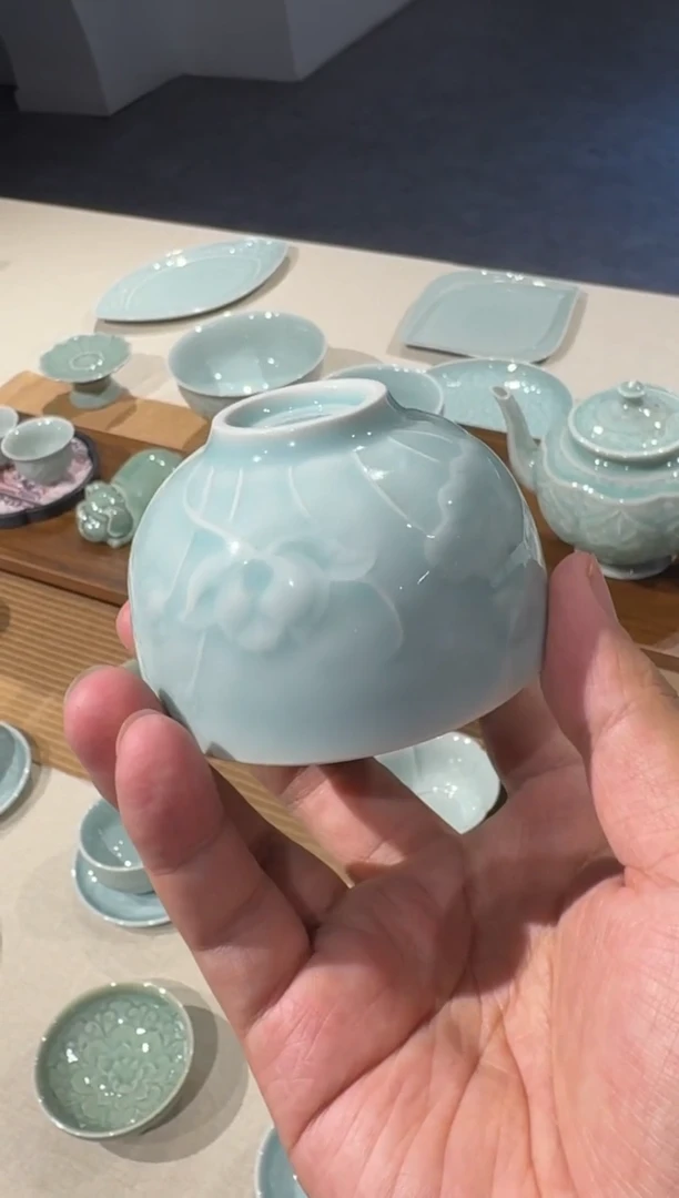瓷长安知己荷花茶盏2只