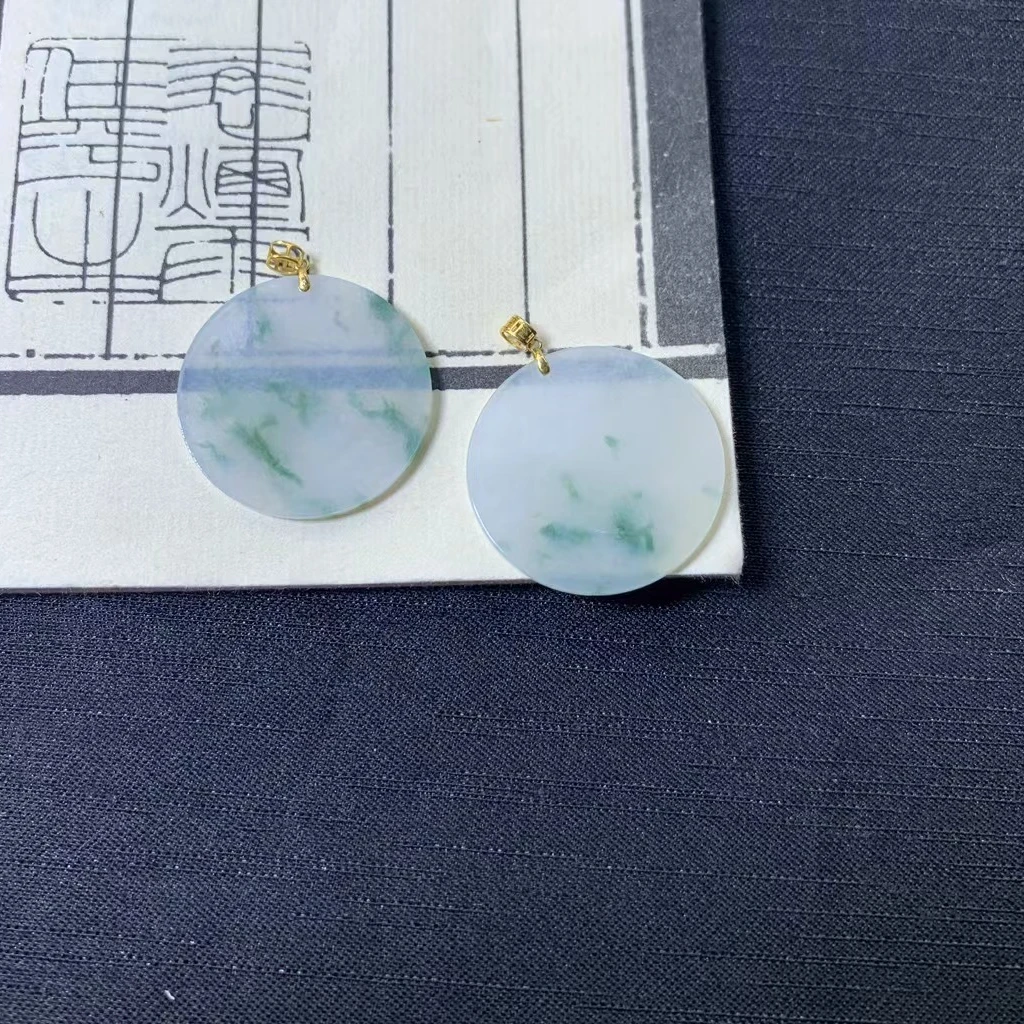 天然A货缅料翡翠飘花无事牌吊坠50172  多样性发一