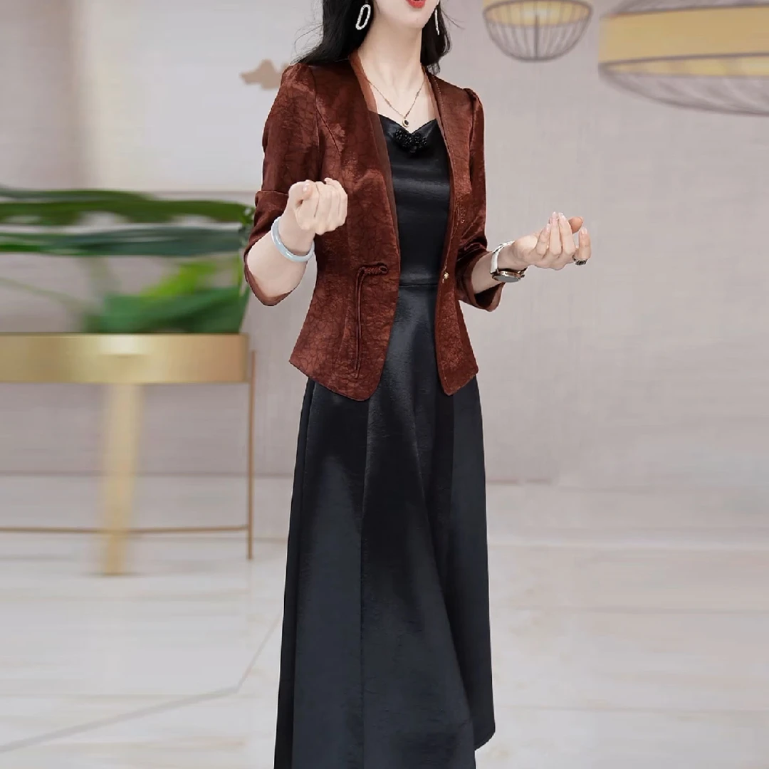 梦晚国风显瘦上衣套装2025秋季新款高端气质减龄洋气连衣裙两件套