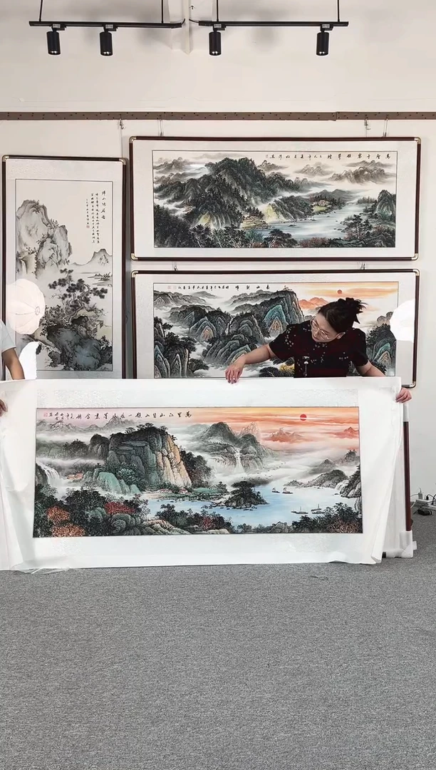 国画纯手绘208x86万里江山