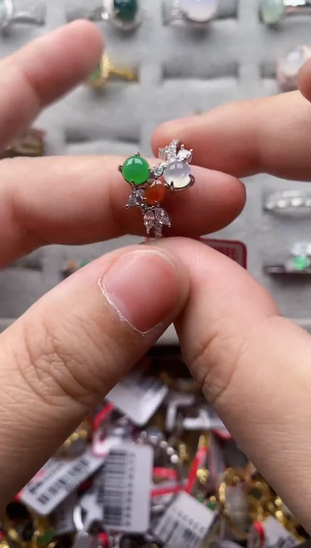 【闪购商品】翡翠戒指银S925镶嵌7777---4