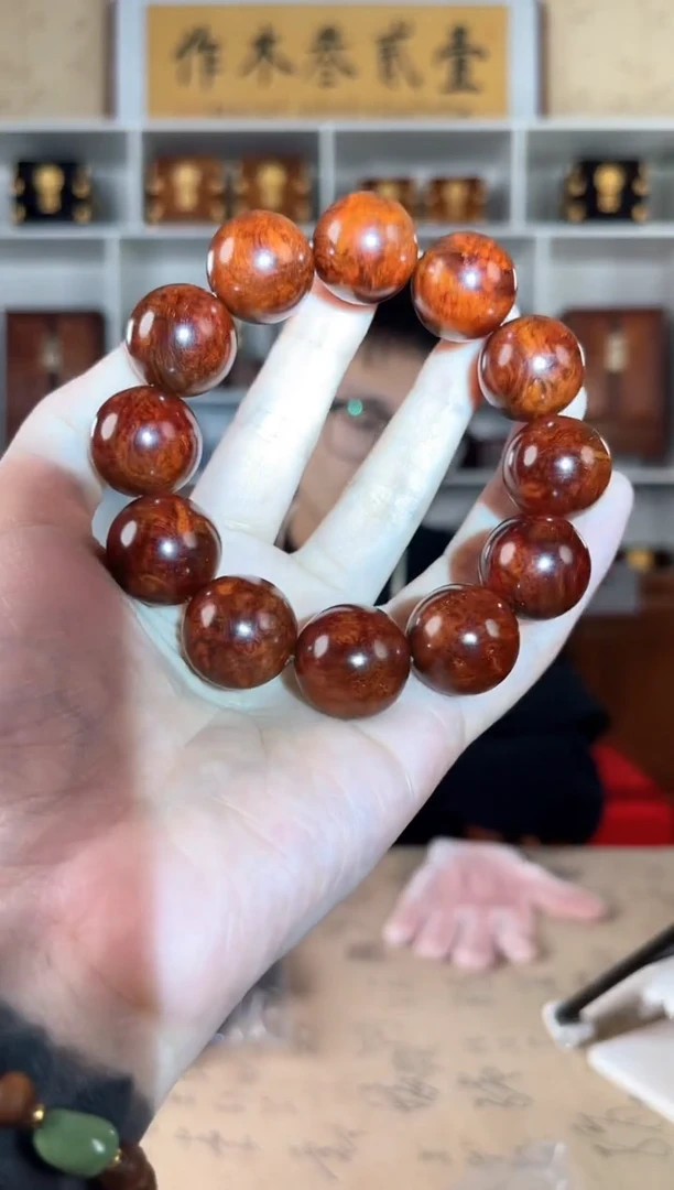 檀香紫檀（小叶紫檀）琴料2.0 圆珠单圈手串