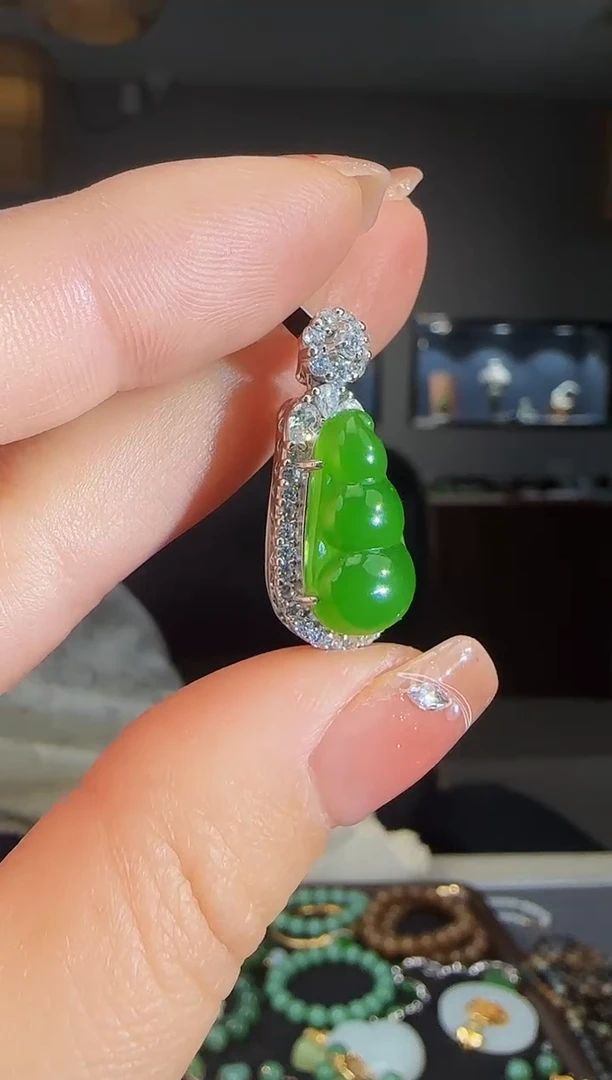 吊坠(不含链)银S925镶嵌和田玉南*1