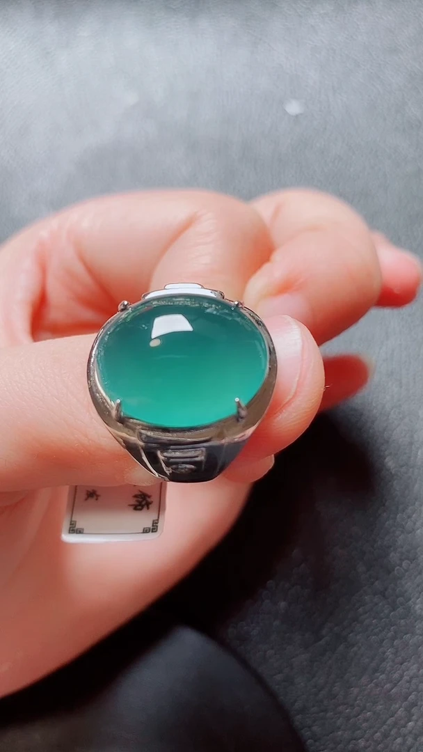 翡翠戒指银S925镶嵌翡翠