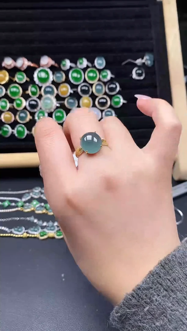 银S925镶嵌戒指翡翠111