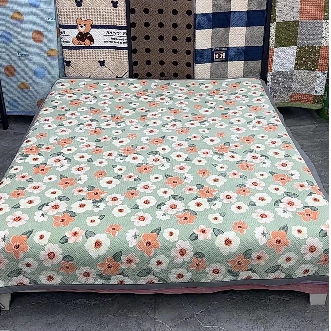 2*2.3米 A面婴儿绒B面棉绗缝床盖《风铃草》