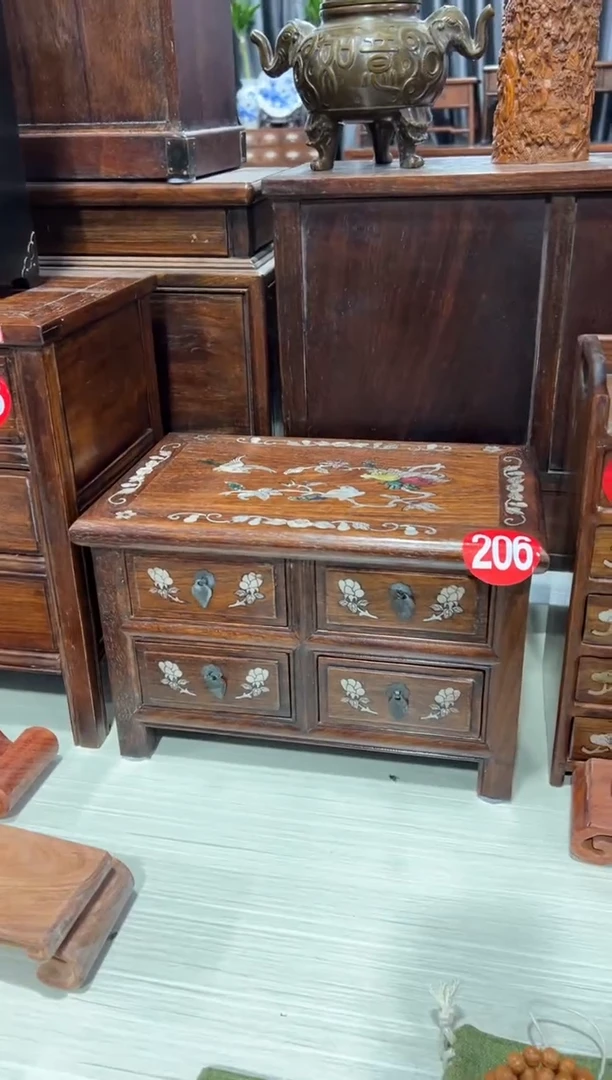 木木黄花梨螺钿镶嵌四抽屉首饰柜储物柜