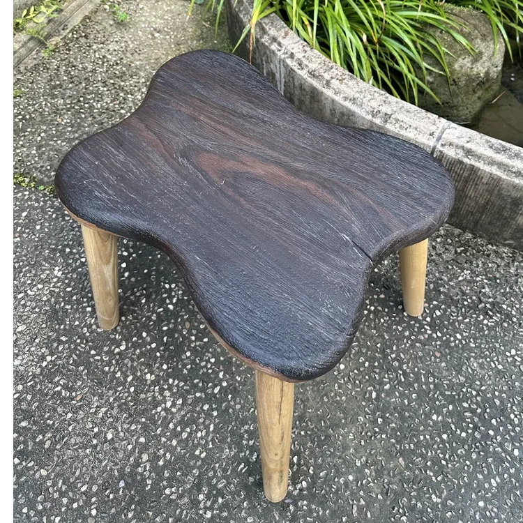 冲砂实木小板凳原木茶凳茶室矮凳蝴蝶凳中式黑檀木侘寂风简约现代