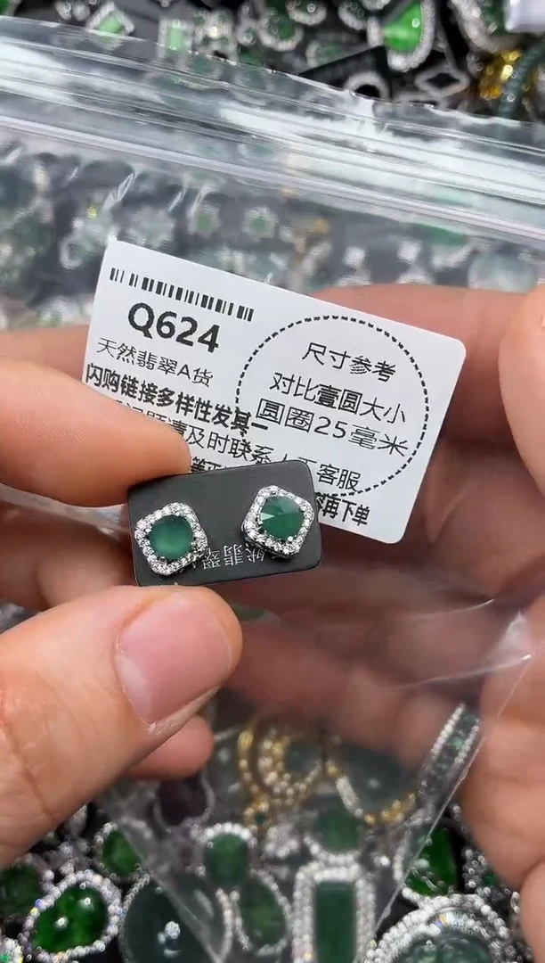 颈饰未镶嵌翡翠Q624耳钉