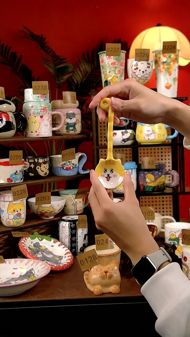 其他Diy景德镇陶瓷手绘卡通风勺子