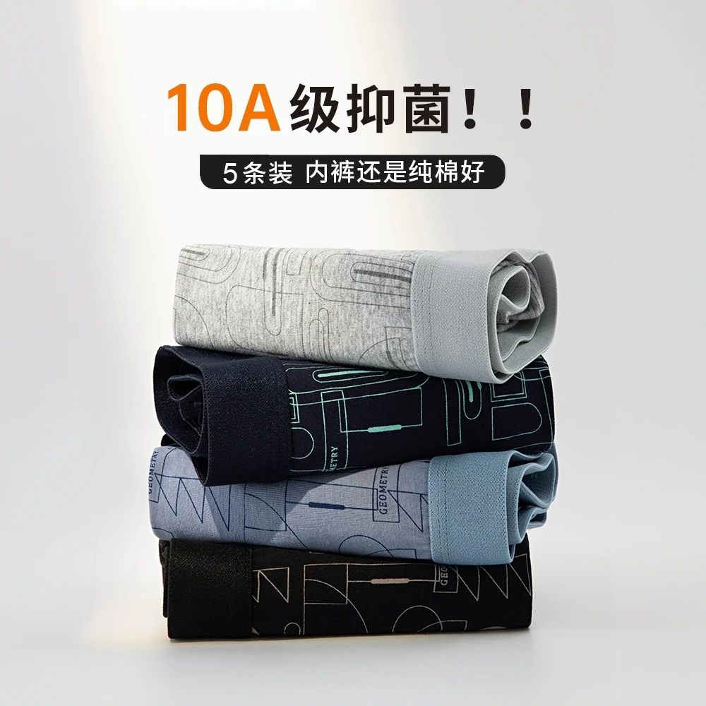 INGESARE男士内裤棉质四角裤10A抑菌加大码宽松裤头男式平角短裤