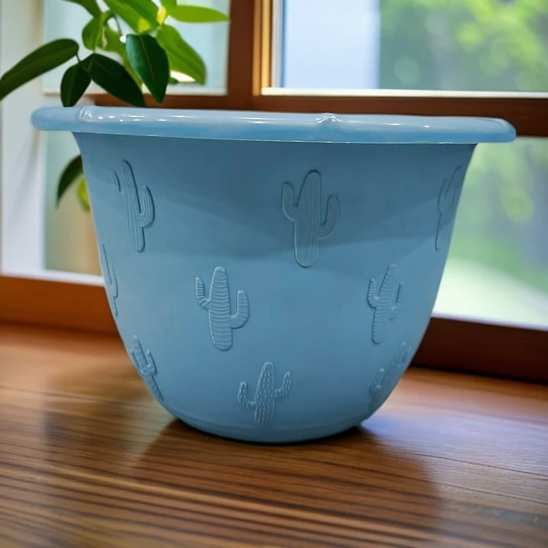 颜色随机3个塑料花盆竹节花盆大口径绿植多肉花盆27*18cm