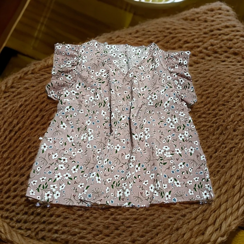 9283粉碎花飞飞袖外贸没吊牌背心