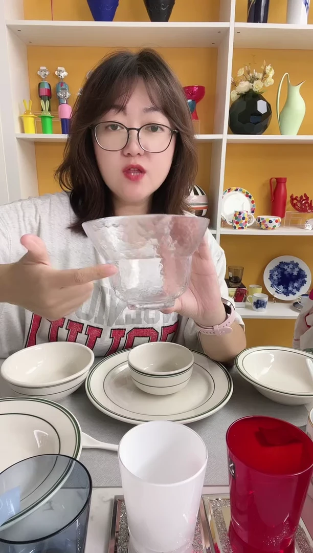 佐佐木 水晶玻璃 透明斗笠碗 锤纹
