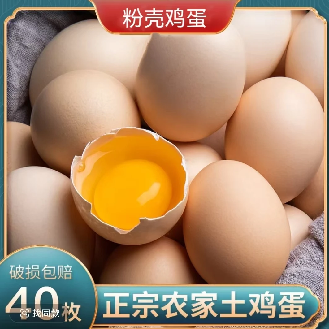 【陈总补贴】新鲜土鸡蛋 粉壳鸡蛋 40枚/净重1600g 破损包赔