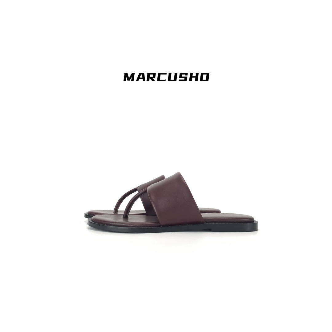 MARCUSHO夹趾手工极简风罗马凉鞋D1210