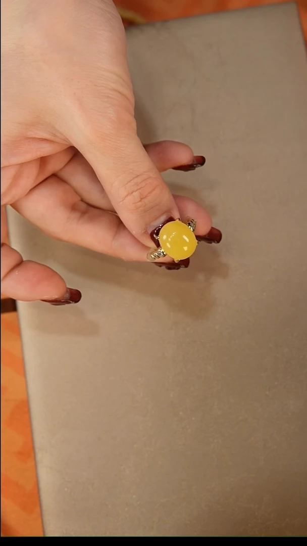 【闪购商品】琥珀戒指银S925镶嵌戒指