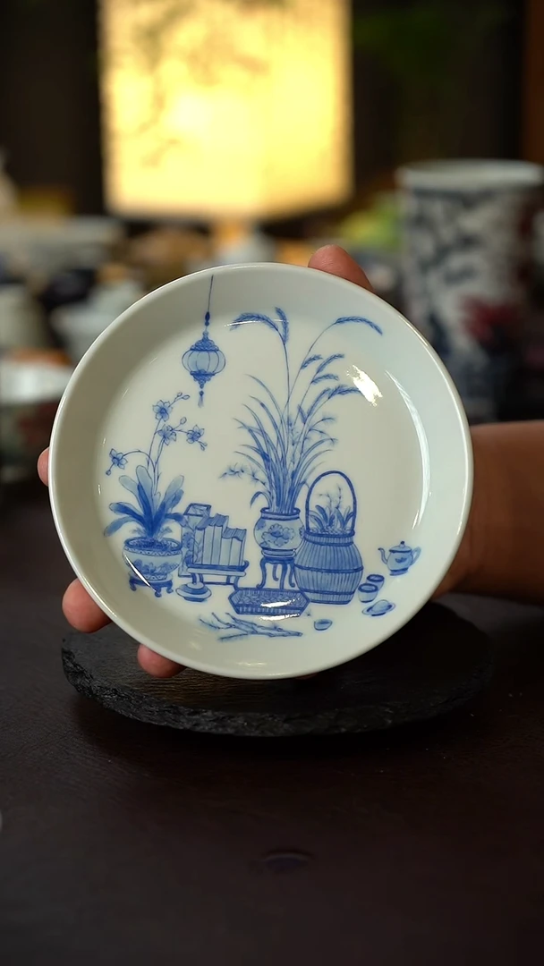 陈*君景德镇全手工手绘青花清供壶承05号