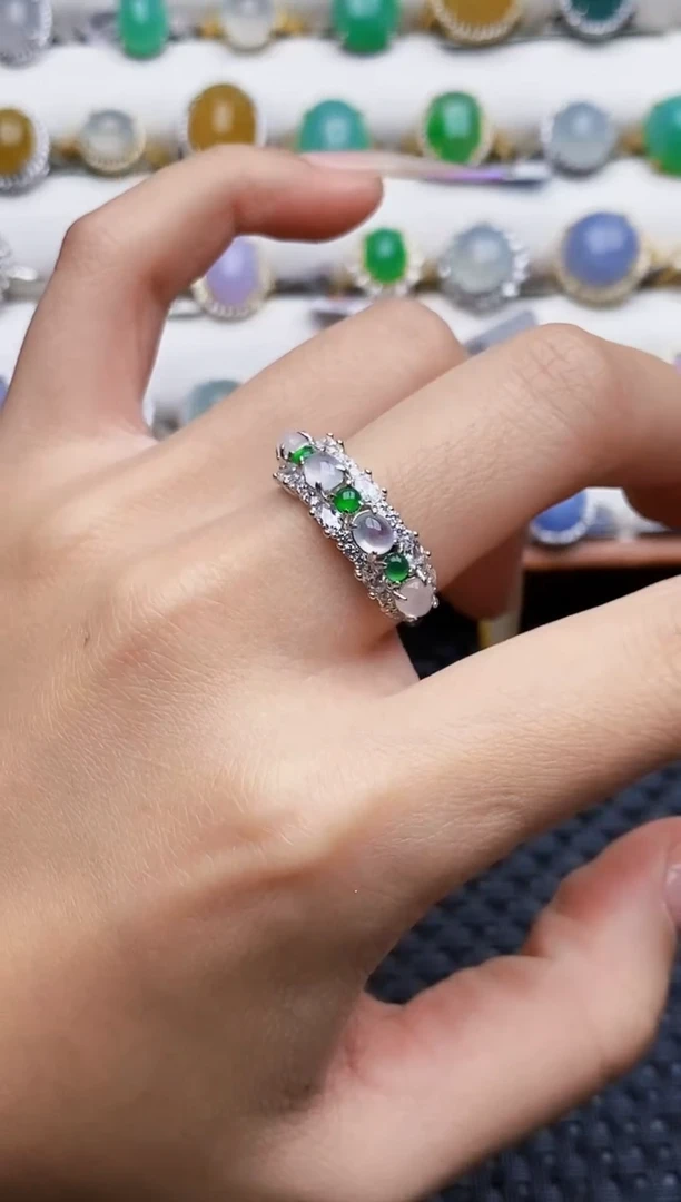 银S925镶嵌戒指翡翠3352