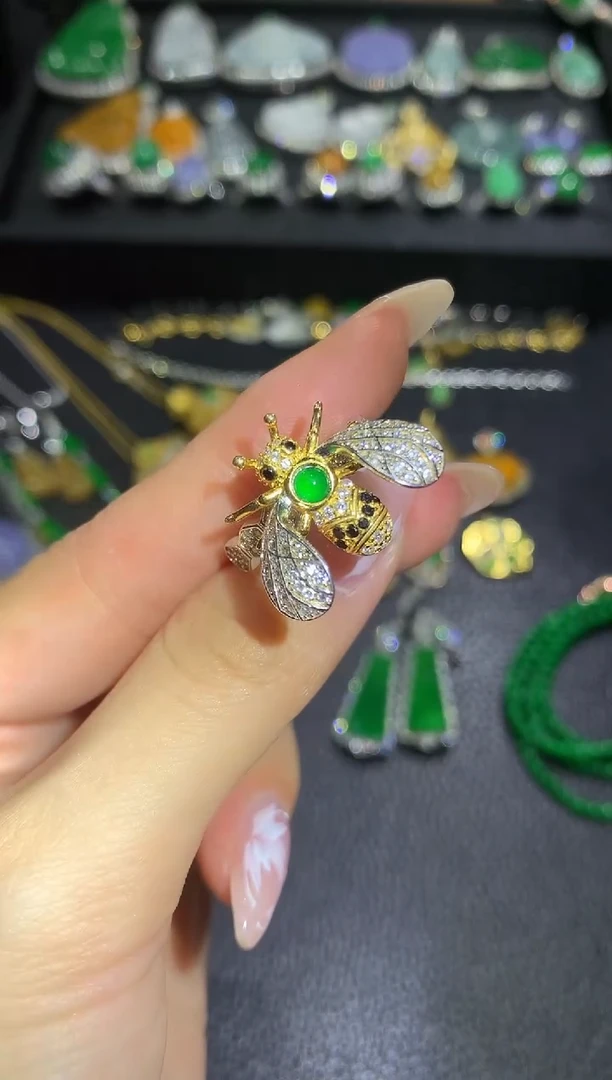 翡翠戒指银S925镶嵌2不含链随机发货1件