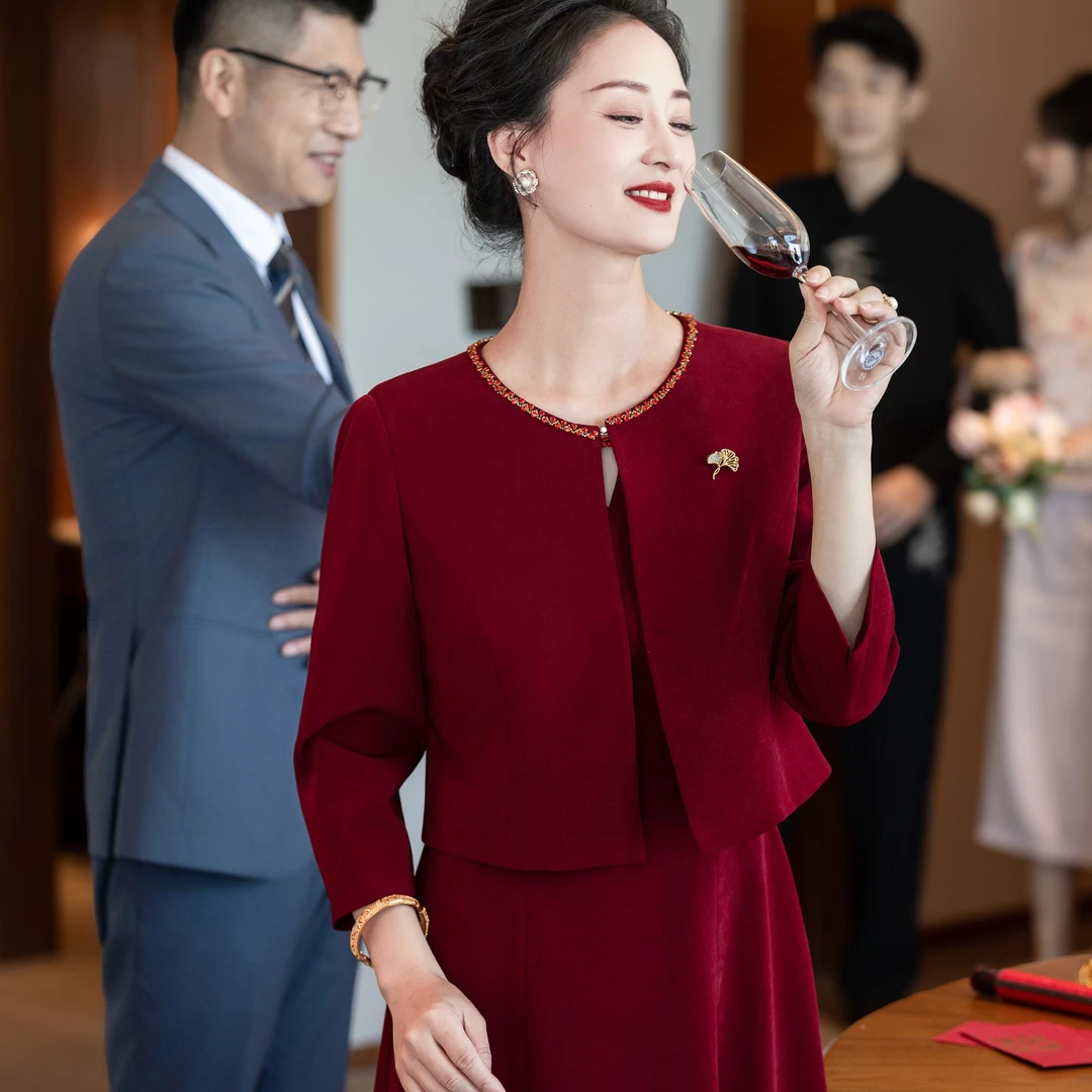 艾诗霓【雅意】喜婆婆2025婚宴礼服裙气质妈妈小香风高级时尚两件套
