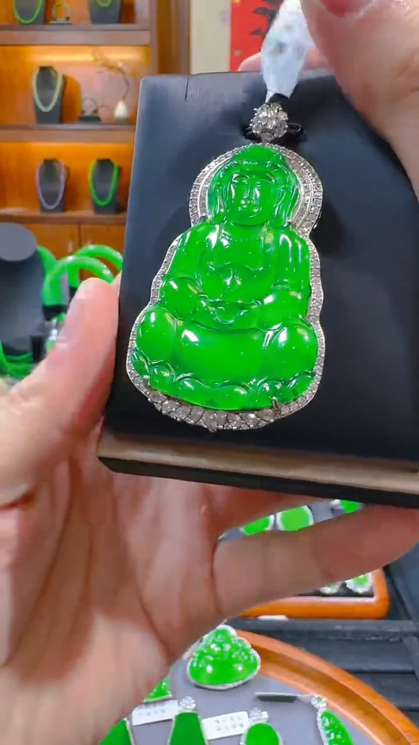 翡翠银S925镶嵌吊坠(赠链)天然A货翡翠