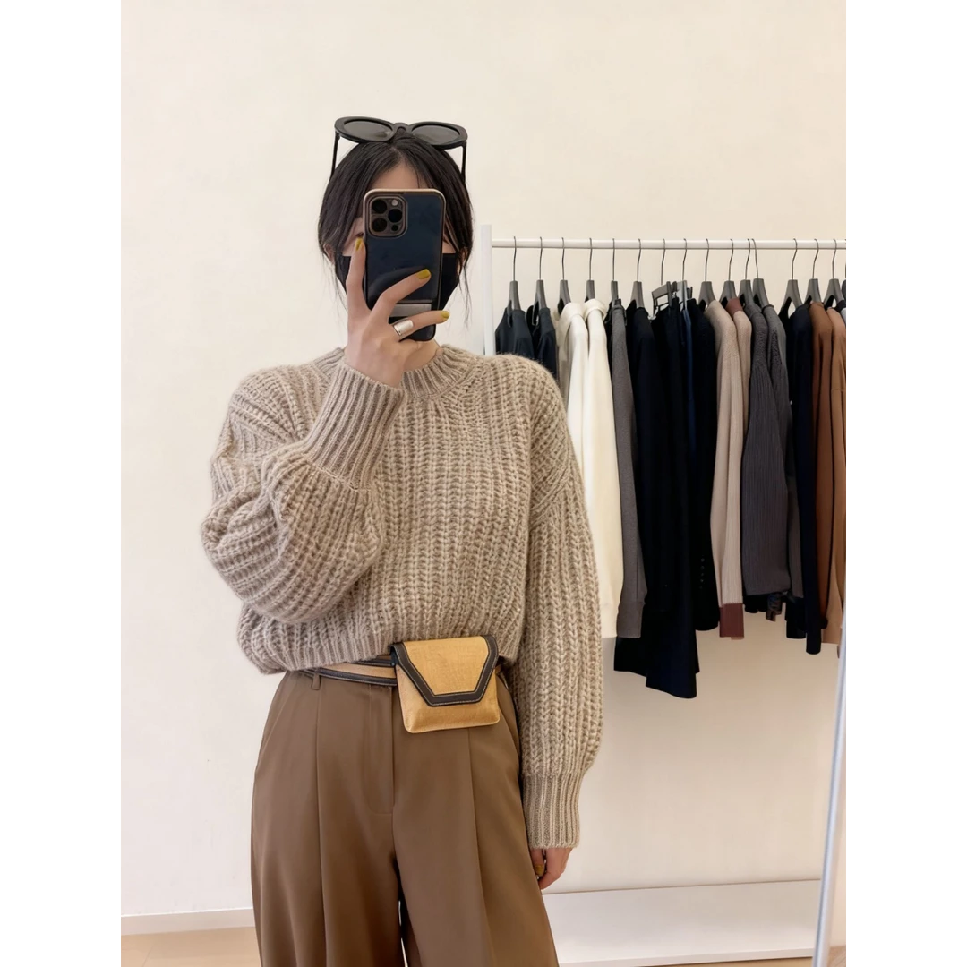 简直好看到炸！欧货软糯糯针织衫慵懒风宽松套头短款毛衣女秋冬季