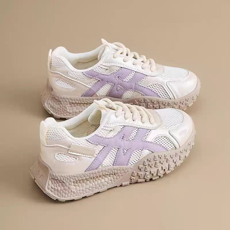 厚底德训鞋2025新款夏季网面增高百搭运动小白鞋透气薄款休闲鞋女