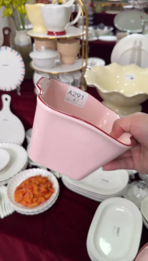 摆件陶微瑕 粉色薯条罐