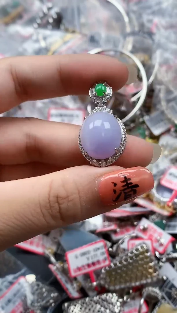 银S925镶嵌戒指翡翠天然A货缅甸翡翠