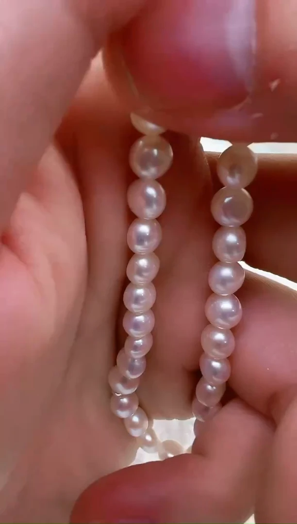 银S925镶嵌手链淡水珍珠极光巴洛克5-6mm