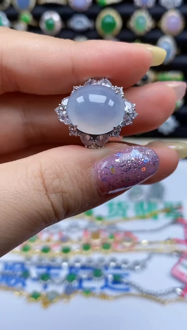 银S925镶嵌戒指翡翠5684