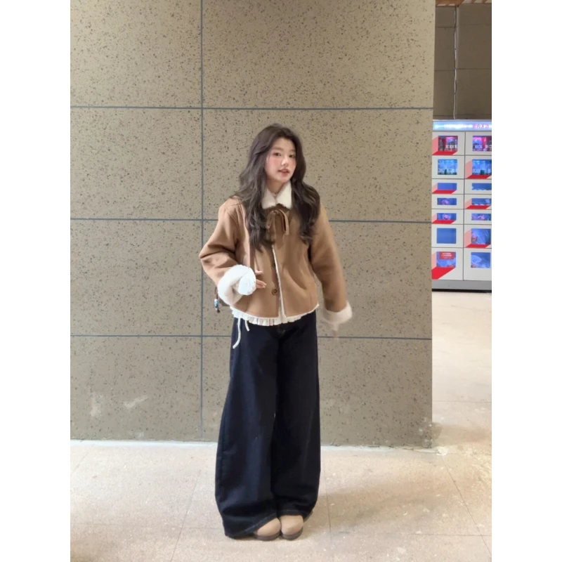 MARIE.COCO韩系复古老钱风高级感羊羔毛外套搭慵懒阔腿裤秋冬女装