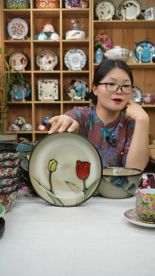 瓷片小可高温陶瓷餐具一只大深盘