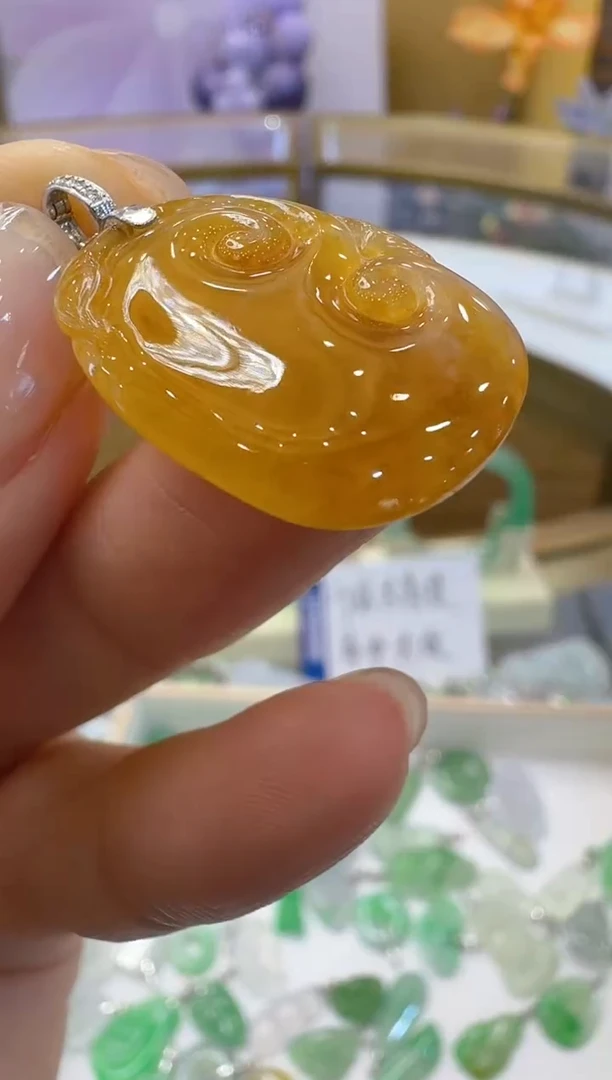 翡翠18K金镶嵌吊坠(不含链)多样性发货拍一发一