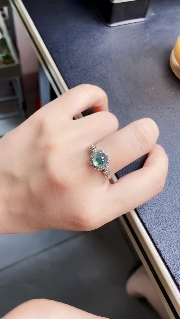 翡翠戒指银S925镶嵌465898