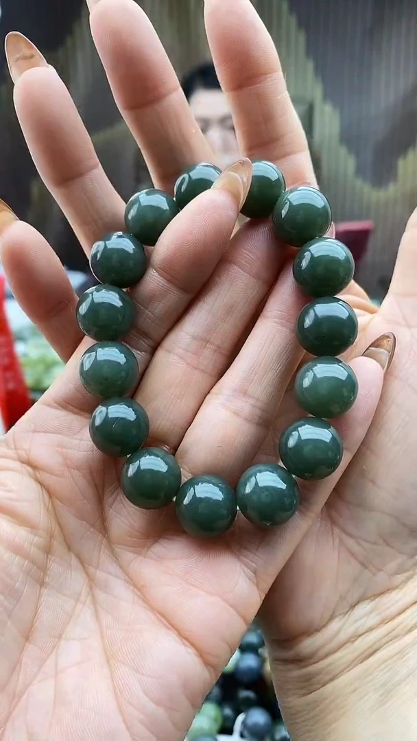 未镶嵌手串和田玉且末蓝孔雀蓝14