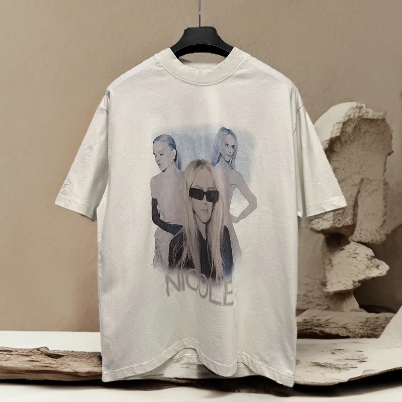 巴子新款白色人像印花明星系列重磅短袖男士短袖爆款2025新款3247
