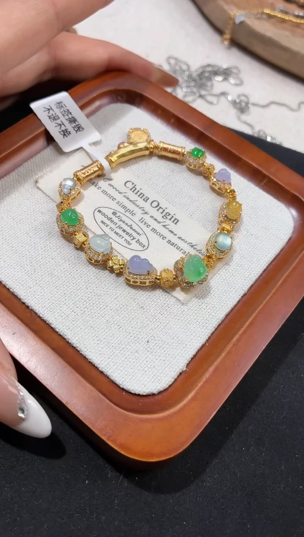 银S925镶嵌手串翡翠手串