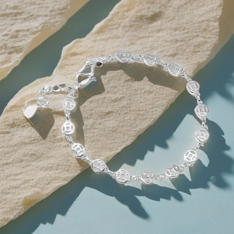 足银手链 轻奢钱多多气质金钱手链