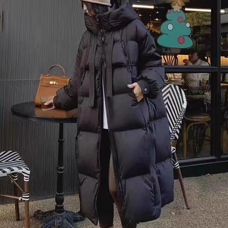 2024新款飘带中长款修身休闲宽松时尚百搭羽绒服外套MZ