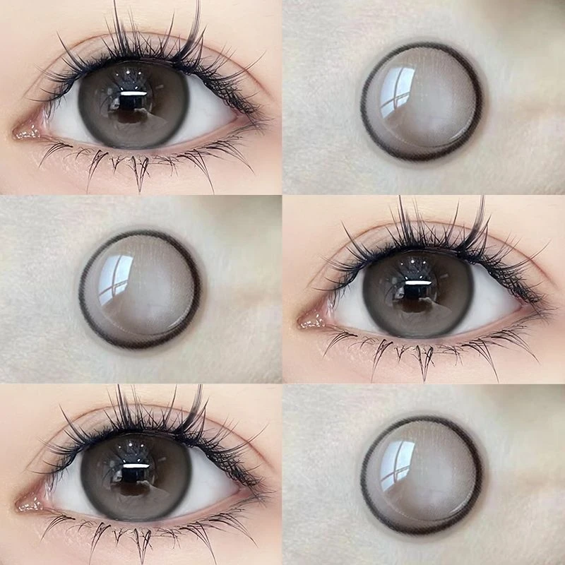 OVOLOOK【日抛10片装】蜜桃可可灰色美瞳亮闪闪大直径近视隐形眼镜