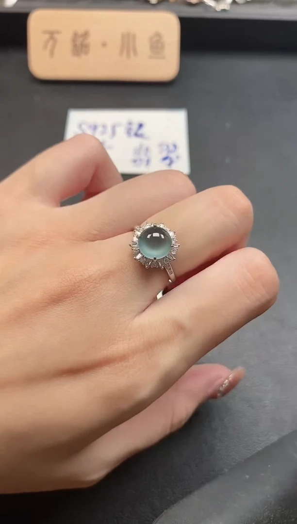 银S925镶嵌戒指翡翠51511