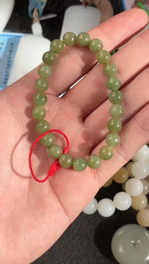 【闪购商品】和田玉手串未镶嵌且末黑羊洞碧玉微色差