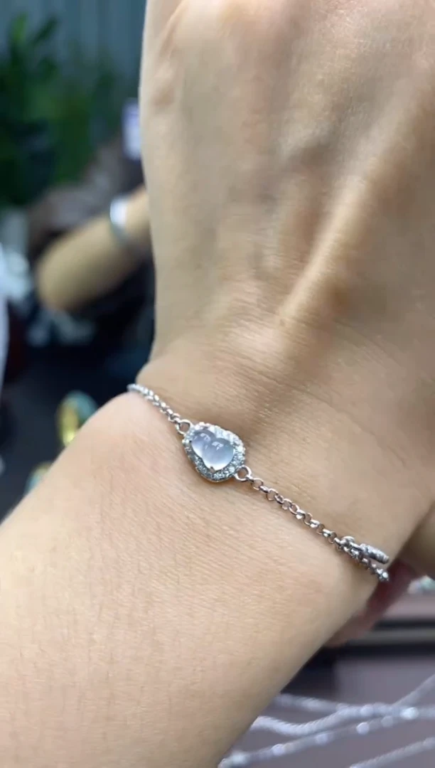 颈饰银S925镶嵌翡翠净货16637