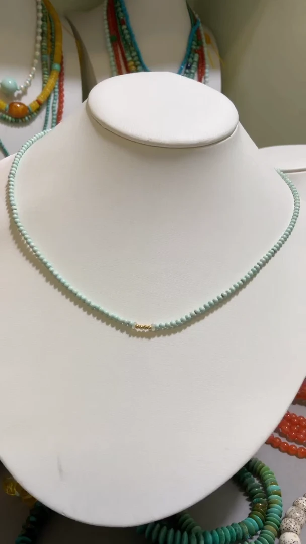 未镶嵌绿松石珠宝奇石2.4mmbaby珠项链