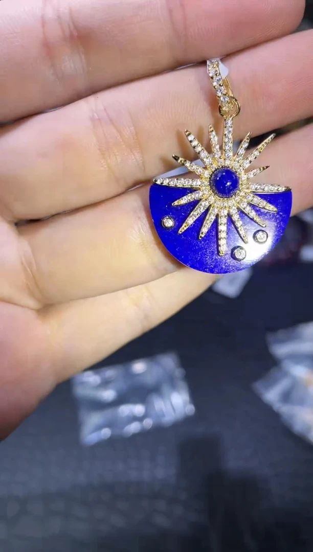 银S925镶嵌青金石吊坠(不含链)青金石吊坠