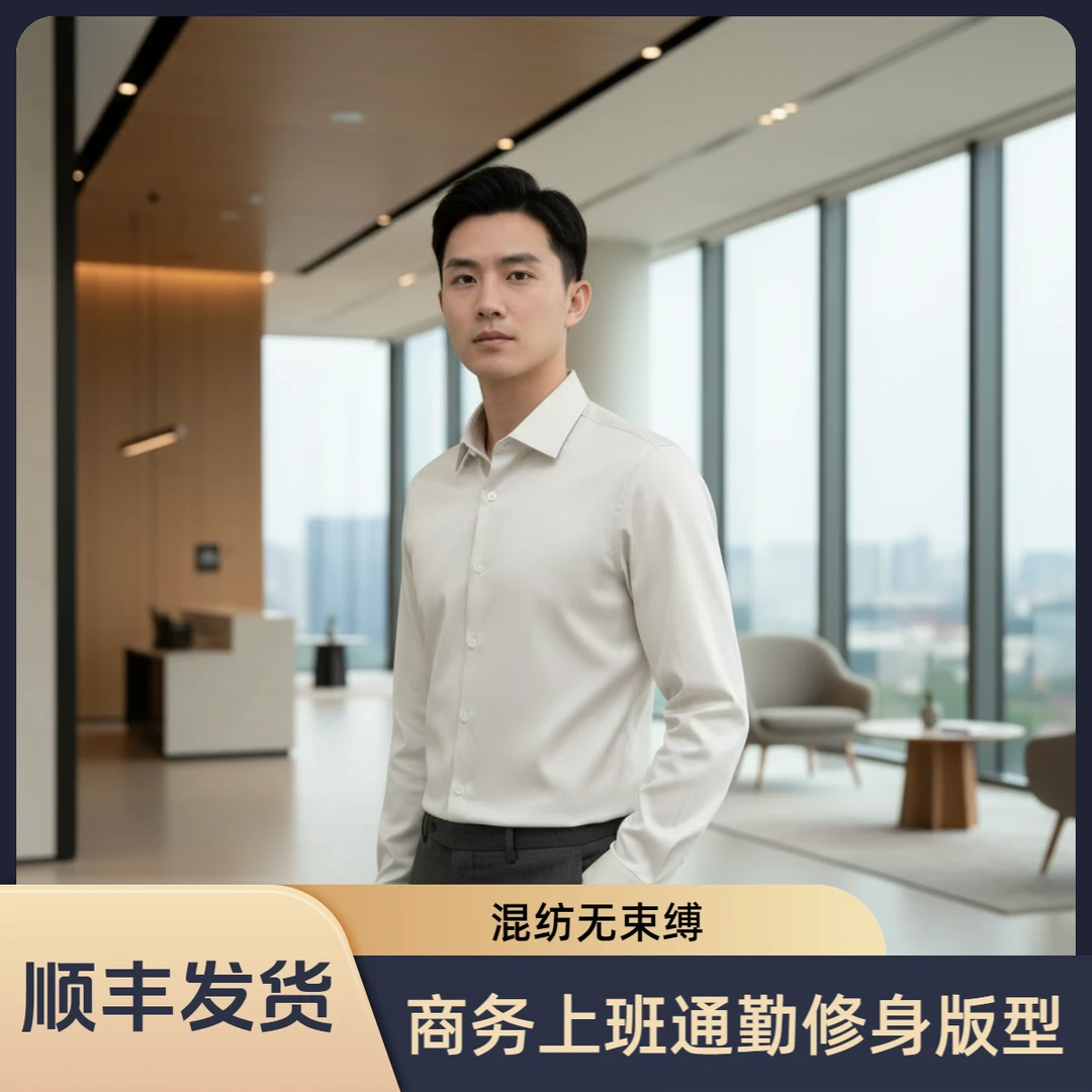 成衣免烫衬衫长袖通勤抗皱商务款简约四季款4155-3