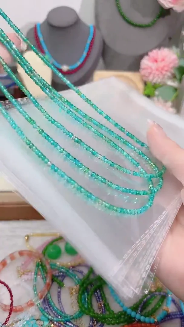 颈饰银S925镶嵌尖晶石蓝绿双色99