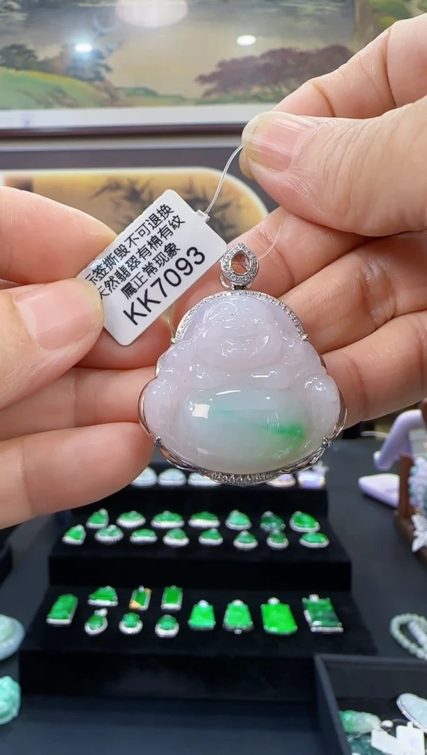 颈饰18K金镶嵌翡翠KK7093佛公